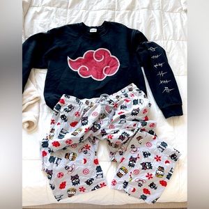 Hello Kitty X Naruto Sleep Pants And crew neck sweatshirt.